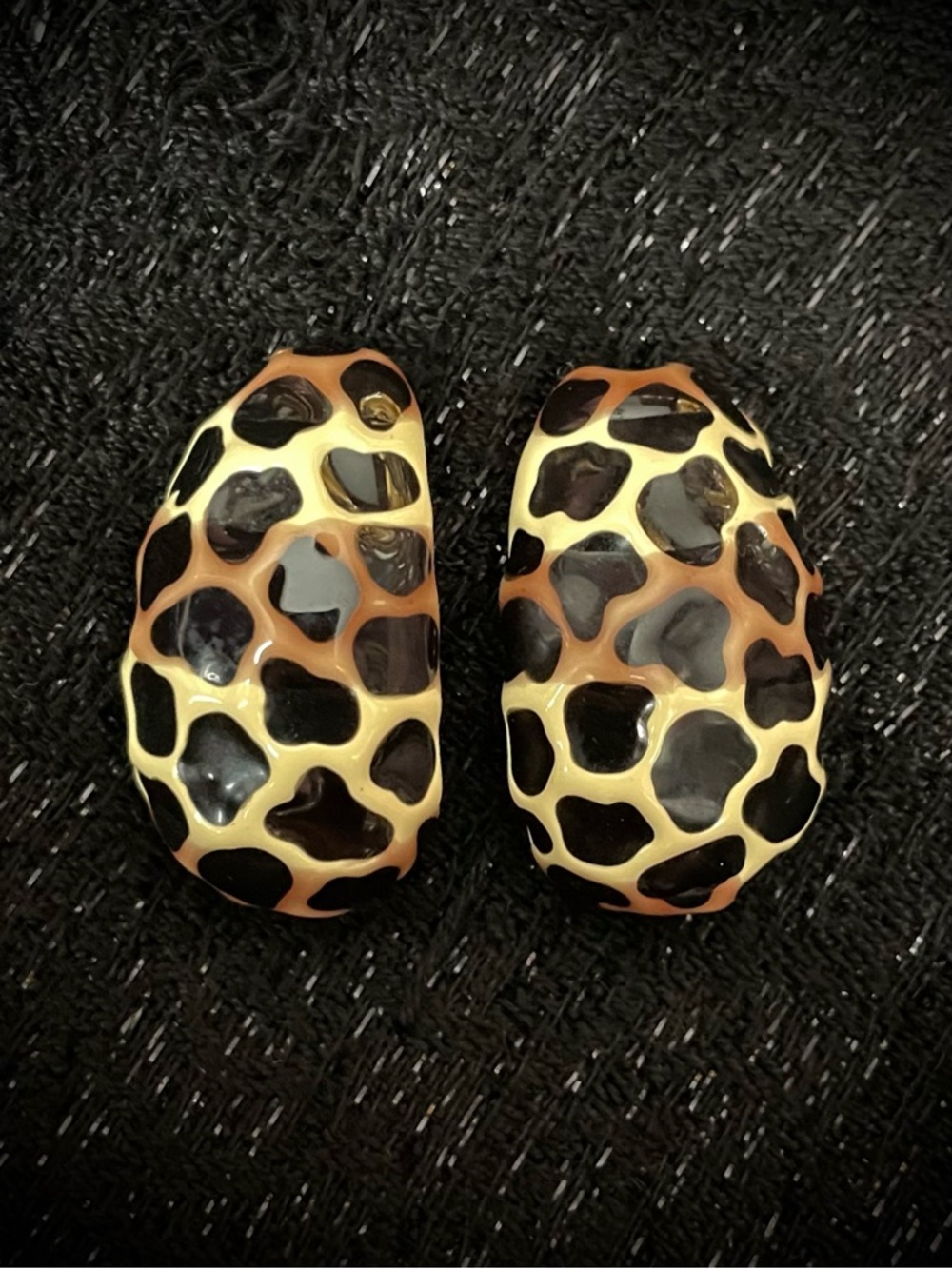 Vintage Animal Print Chunky Enamel Kenneth Jay Lane Post Earrings